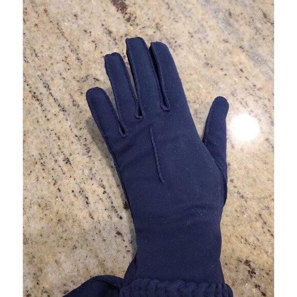 New! Vintage Size M/L 7.5 Blue Cotton Stretch Formal 9.5" Gloves Braided Cuff - Picture 12 of 16